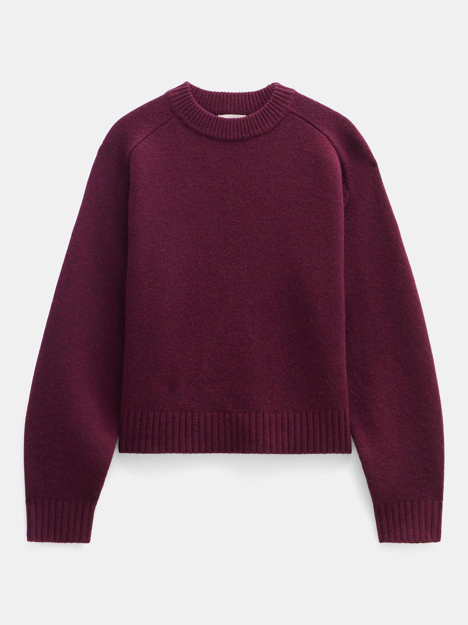 Product image 5 of 5, which shows HUSH Nina Pure Merino Wool Crop Jumper, Burgundy Red, XS