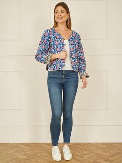 Yumi Floral Quilted Reversible Jacket - view 2, Blue/Multi