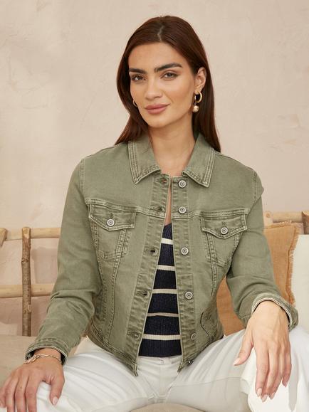Yumi Stretch Denim Jacket, Green
