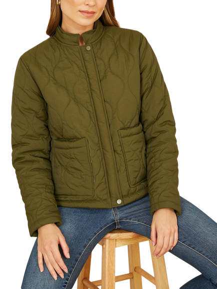 Yumi Short Quilted Jacket, Green