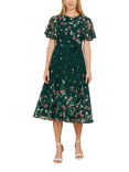 Yumi Mirror Daisy Print Skater Dress, Green/Multi