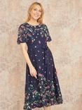 Yumi Daisy Mirror Placement Skater Dress, Navy/Multi