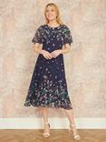 Yumi Daisy Mirror Placement Skater Dress, Navy/Multi