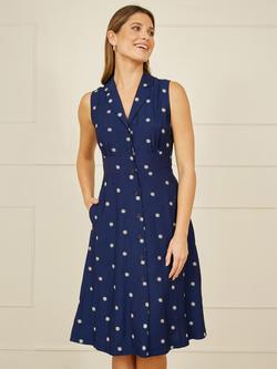Yumi Daisy Sleeveless Shirt Dress, Navy, Navy