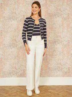 Yumi Sparkle Stripe Cardigan, Navy/White - view 2, Navy/White