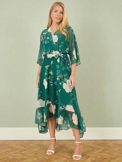 Yumi Bird Floral Wrap Midi Dress - view 2, Green