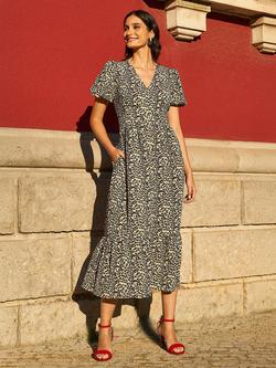 Yumi  Leopard Print Midi Dress, Brown/Multi, Brown/Multi
