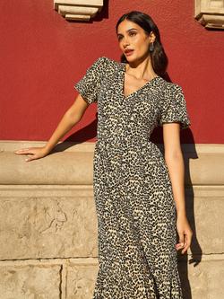 Yumi  Leopard Print Midi Dress, Brown/Multi - view 2, Brown/Multi