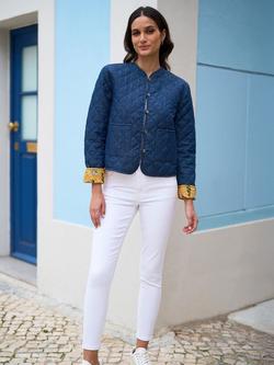 Yumi Reversible Denim Quilted Chambray Jacket, Blue/Multi, Blue/Multi