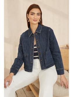 Yumi Patch Pocket Denim Jacket, Blue, Blue
