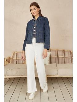 Yumi Patch Pocket Denim Jacket, Blue - view 2, Blue