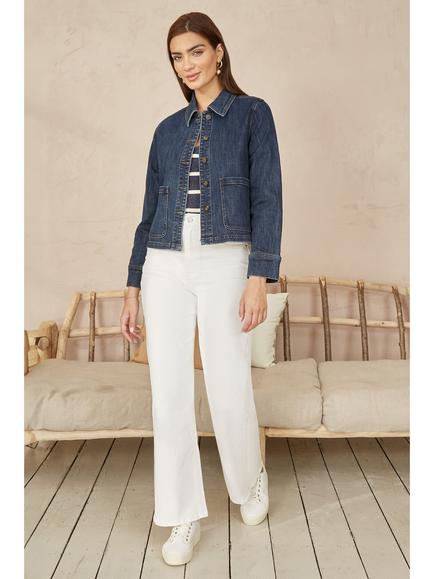 Yumi Patch Pocket Denim Jacket, Blue - view 2, Blue