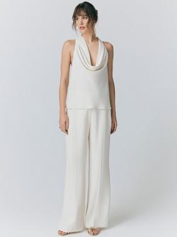 Ghost Sabine Halterneck Satin Top, Ivory - view 2, Ivory