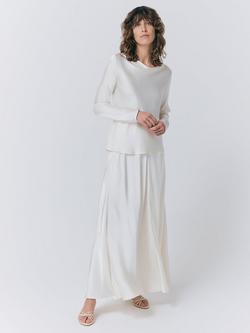 Ghost Colette Bias Cut Satin Maxi Skirt, Ivory, Ivory