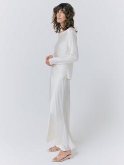 Ghost Colette Bias Cut Satin Maxi Skirt, Ivory - view 2, Ivory