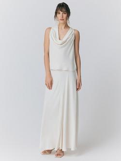 Ghost Adrianna Satin Midaxi Skirt, Ivory - view 2, Ivory