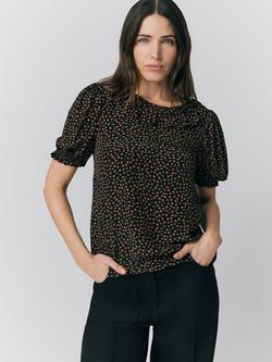 Ghost Mini Floral Ruffle Neck Top, Black/Multi - view 2, Black/Multi