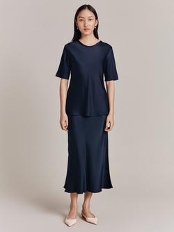Ghost Ivy Satin Top, Navy, Navy