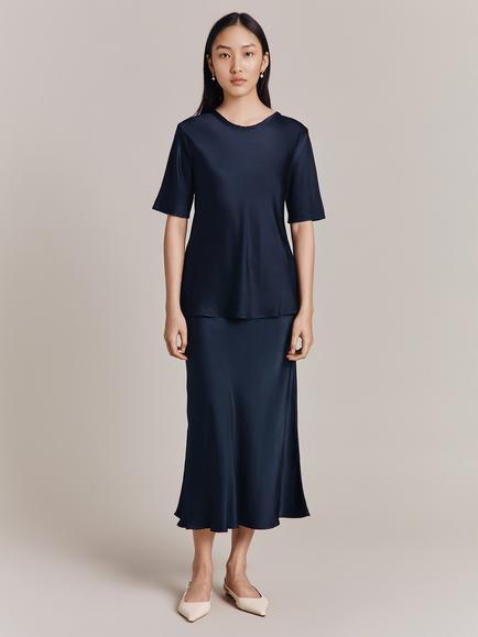 Ghost Ivy Satin Top, Navy, Navy