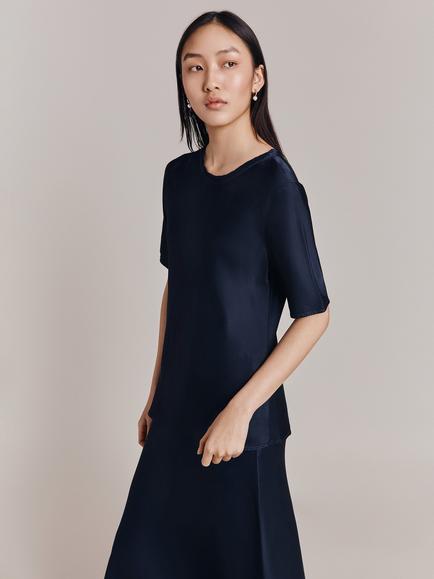 Ghost Ivy Satin Top, Navy - view 2, Navy