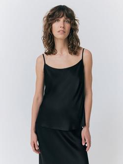 Ghost Jana Bias Cut Satin Cami Top, Black, Black