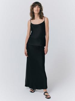 Ghost Jana Bias Cut Satin Cami Top, Black - view 2, Black