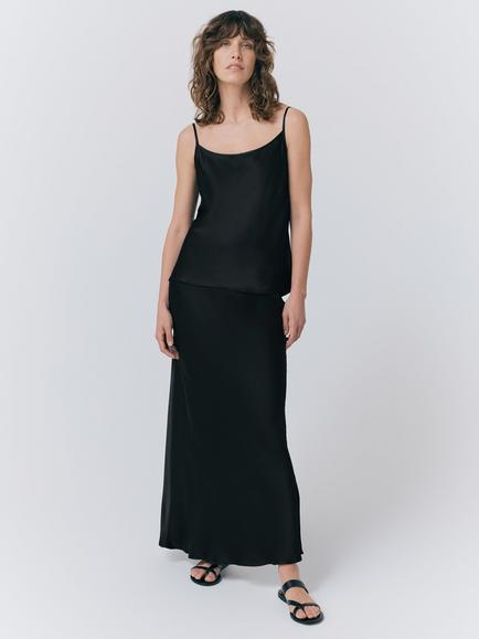 Ghost Jana Bias Cut Satin Cami Top, Black - view 2, Black