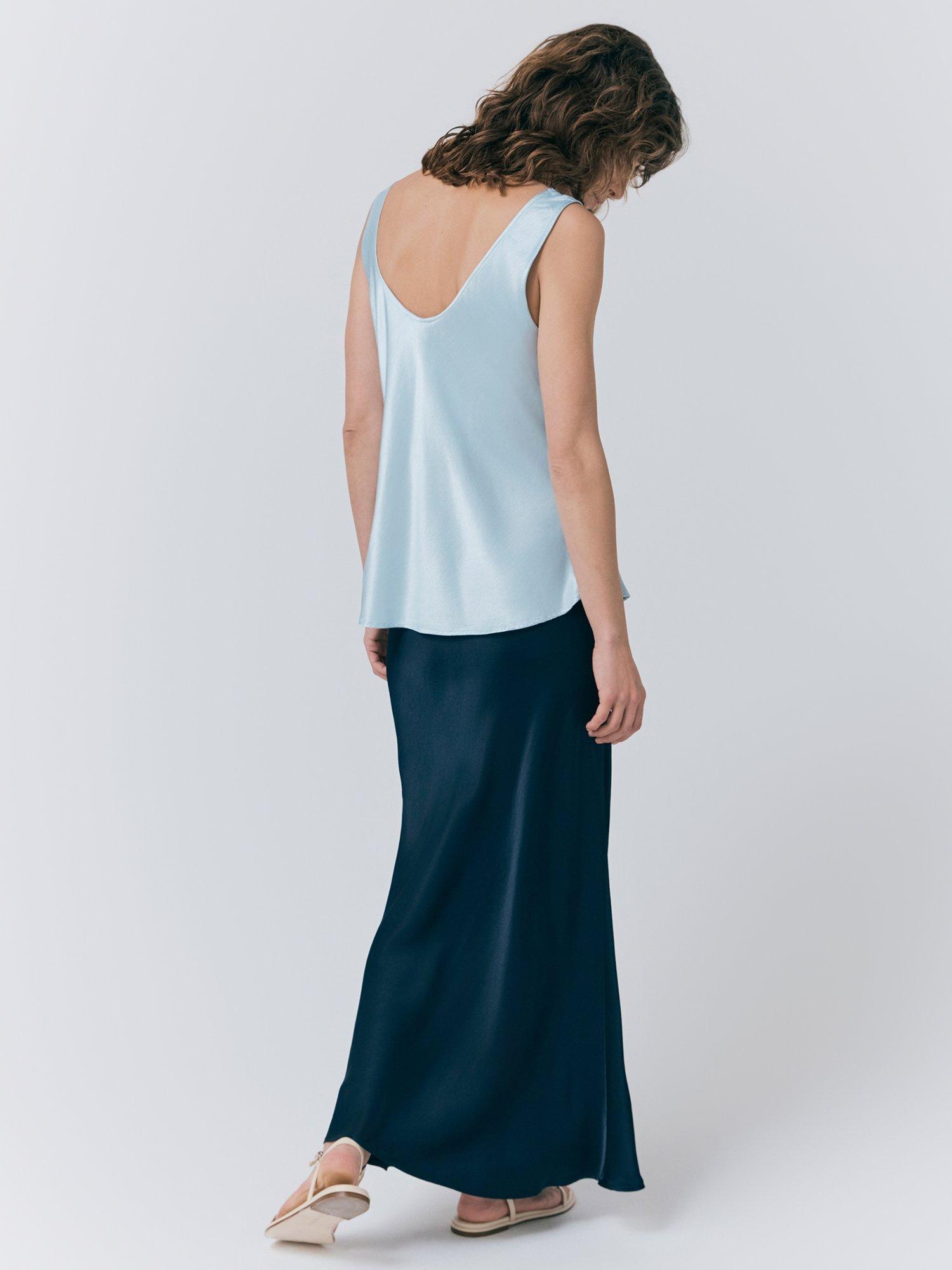 Product image 4 of 4, which shows Ghost Margot Satin Vest Top, Light Blue, XS