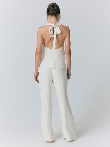 Ghost Reiko Wide Leg Trousers, Ivory - view 2, Ivory