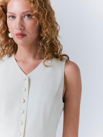 Ghost Bonnie Waistcoat, Ivory - view 2, Ivory