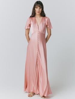 Ghost Delphine Satin Bridesmaid Dress, Light Pink