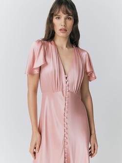 Ghost Delphine Satin Bridesmaid Dress - view 2, Light Pink