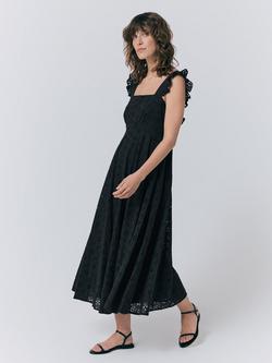 Ghost Charlotte Embroidered Midi Dress, Black