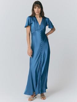 Ghost Delphine Satin Bridesmaid Dress, Blue