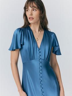 Ghost Delphine Satin Bridesmaid Dress - view 2, Blue