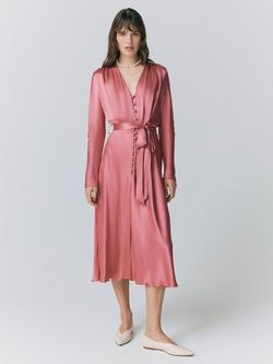 Ghost Meryl Satin Dress, Rose, Rose