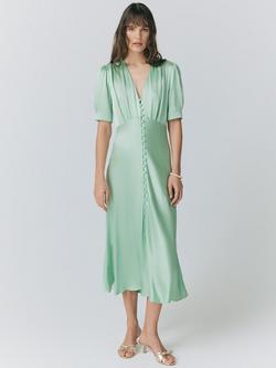 Ghost Madison Satin Dress, Mint Green