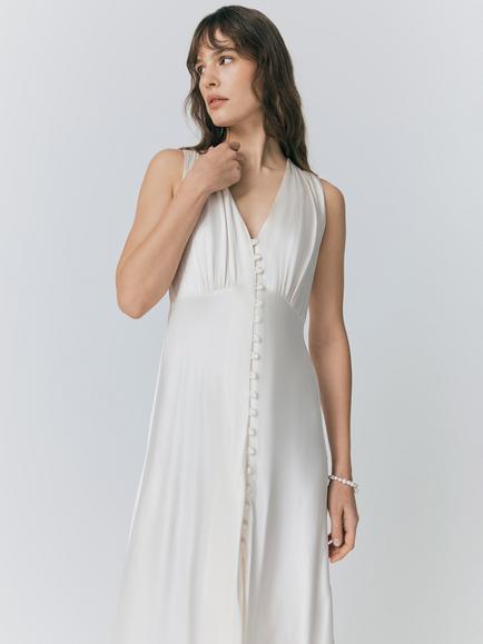 Ghost River Sleeveless Satin Dress - view 2, Ivory