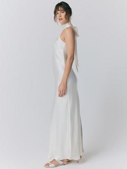 Ghost Amaia Halterneck Satin Midi Dress - view 2, Ivory
