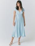Ghost Lillie Lace Trim Satin Dress, Light Blue