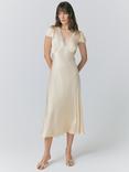 Ghost Lillie Lace Trim Satin Dress, Buttermilk