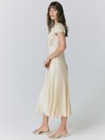 Ghost Lillie Lace Trim Satin Dress, Buttermilk