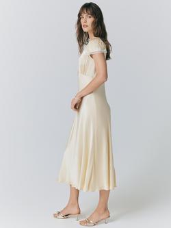 Ghost Lillie Lace Trim Satin Dress - view 2, Buttermilk