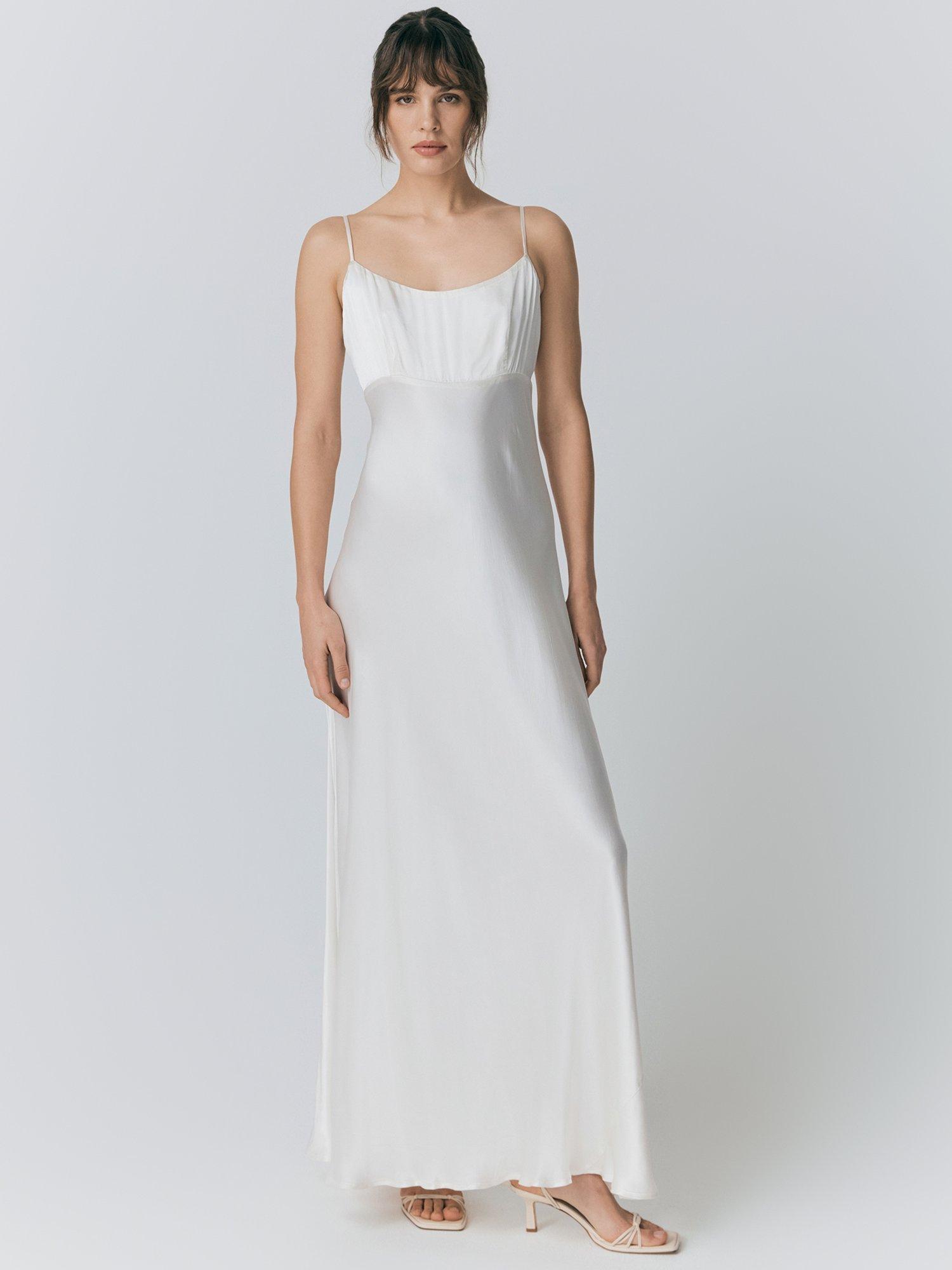 Product image 3 of 5, which shows Ghost Winslet Satin Maxi Wedding Dress, Ivory, XS