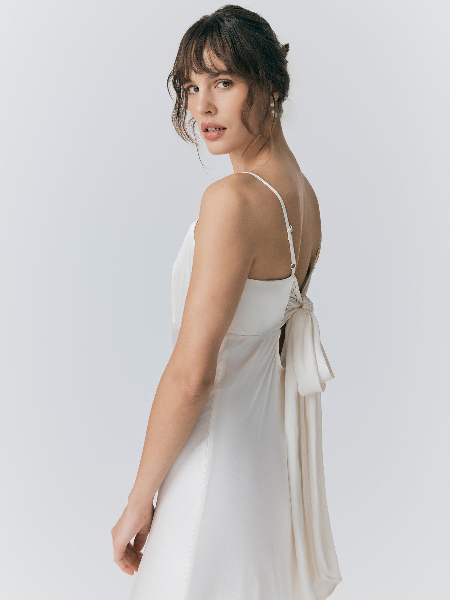 Product image 4 of 5, which shows Ghost Winslet Satin Maxi Wedding Dress, Ivory, XS