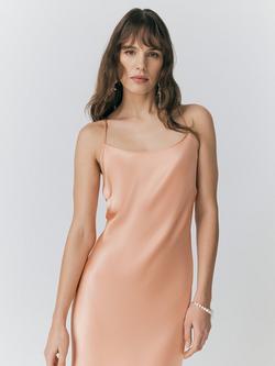 Ghost Kallie Cross Back Satin Maxi Dress, Peach - view 2, Peach