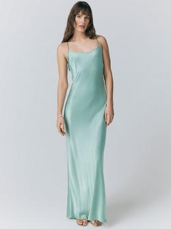 Ghost Kallie Satin Strappy Dress, Pastel Green, Pastel Green