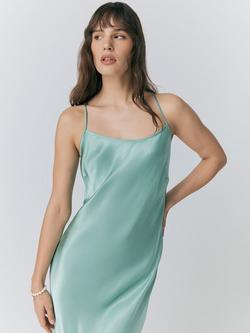 Ghost Kallie Satin Strappy Dress, Pastel Green - view 2, Pastel Green