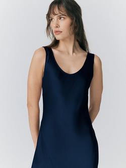Ghost Willow Scoop Neck Satin Slip Dress, Navy - view 2, Navy