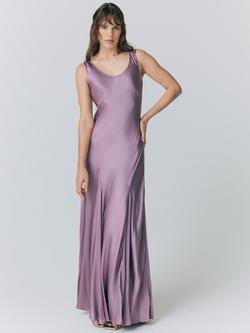 Ghost Willow Scoop Neck Satin Midi Dress, Purple